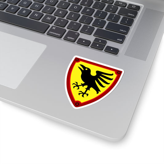 Raven Shield Kiss-Cut Sticker — Medieval Crest Laptop Decal