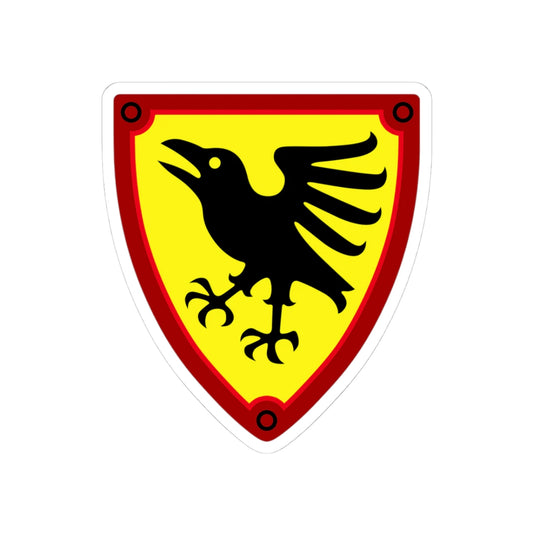 Raven Shield Kiss-Cut Sticker — Medieval Crest Laptop Decal