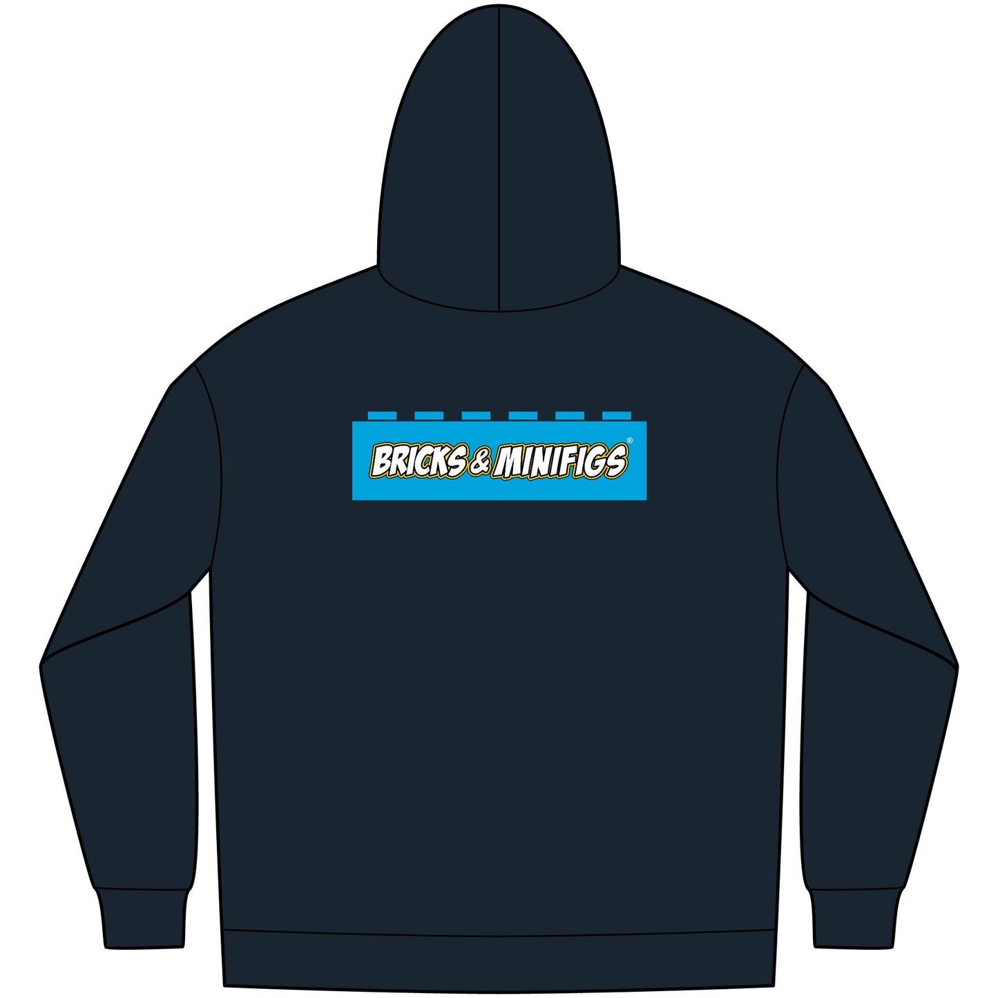 Bricks & Minifigs Logo Hoodie — Black Fleece Pullover