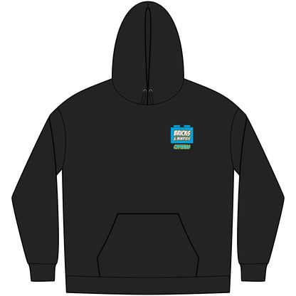 Bricks & Minifigs Logo Hoodie — Black Fleece Pullover