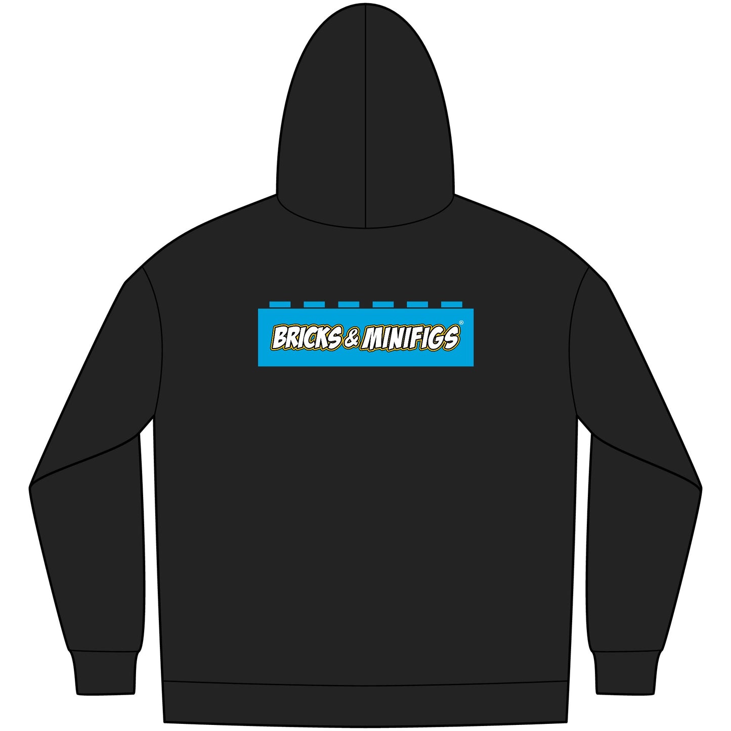Bricks & Minifigs Logo Hoodie — Black Fleece Pullover
