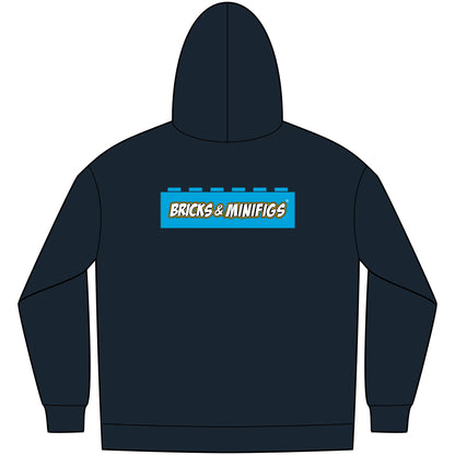 Bricks & Minifigs Logo Hoodie — Black Fleece Pullover